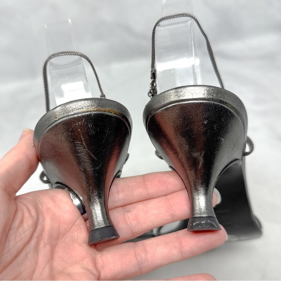 Giuseppe Zanotti Vicini Vintage 90s Y2K Mesh Chain Minimalist Kitten Sandal Heel - Picture 5 of 15